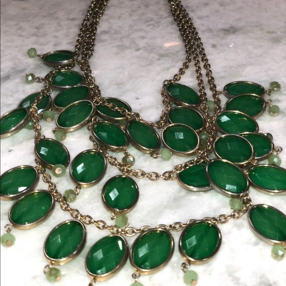 Multi strand green and gold necklace - Picture 3 of 5